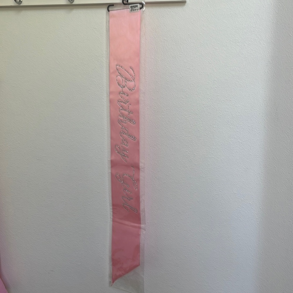 Windsor “Birthday Girl” Sash in Light Pink with Silver Rhinestones
